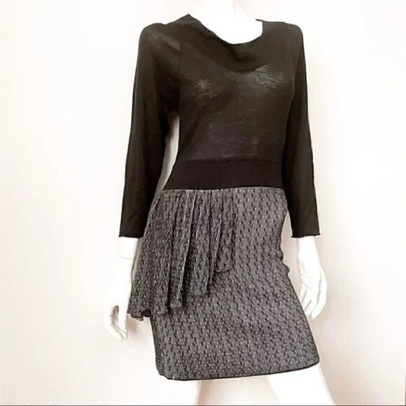Yigal Azrouel New York Cashmere & Silk Asymmetrical Ruffle Dress NWT, S - Picture 1 of 12